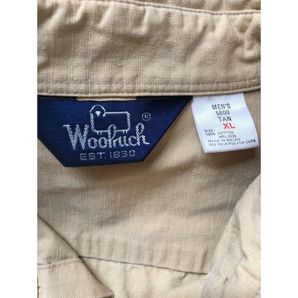 Woolrich Men's Size XL Heavyweight Tan Khaki Short Sleeve Button Up Shirt - Picture 4 of 7